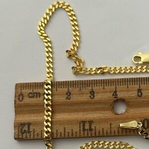 925 Silver 3mm bracelet 7.75” cuban chain 18k yellow gold plated Unisex